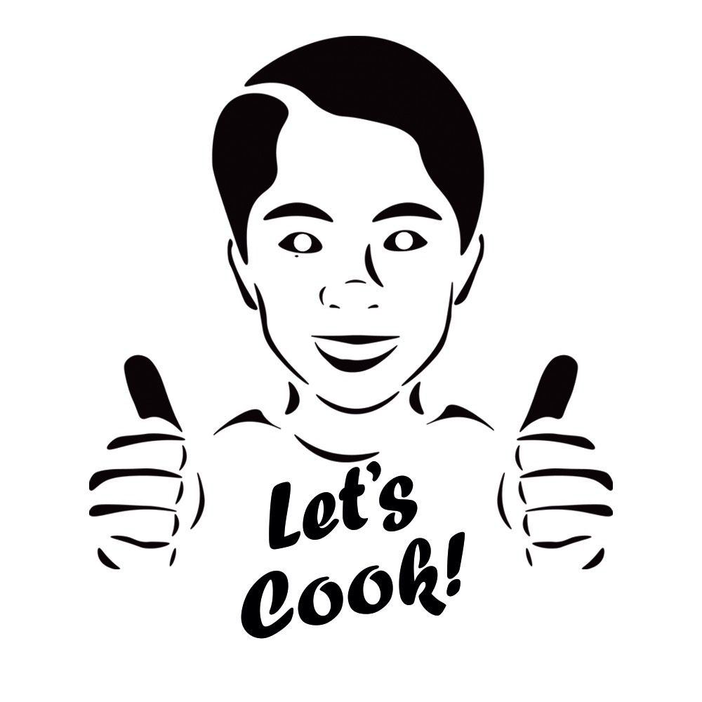 Logotipo de Chef Calem diseñado por Pliegue: retrato ilustrado con dos pulgares arriba y la frase Let’s Cook!